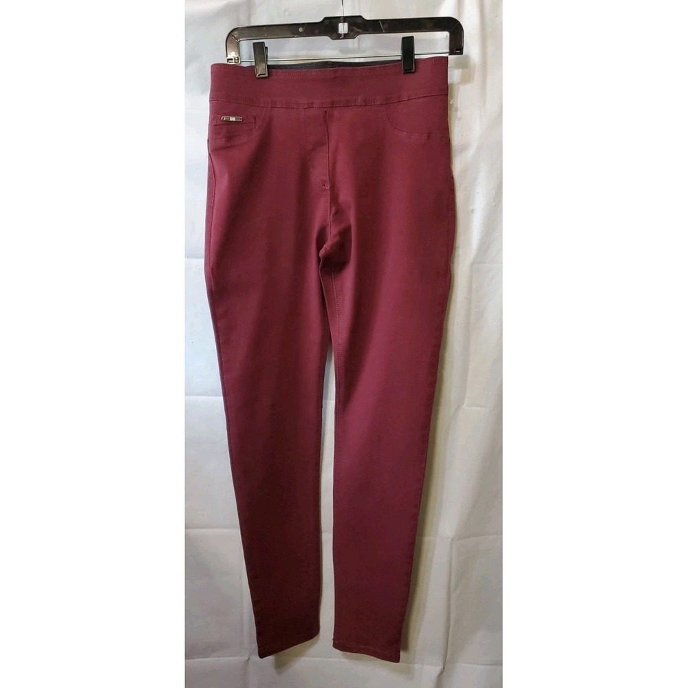 Coco + Carmen Tummy-Slimming Sz M Maroon Denim Skinny Pull On Jeans